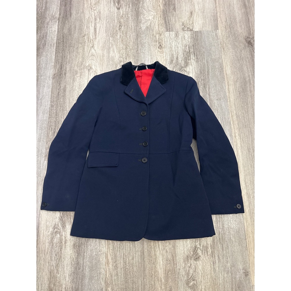 Harry Hall Kids Navy Blue Equestrian Competition Jacket Velvet Collar Size 8/10